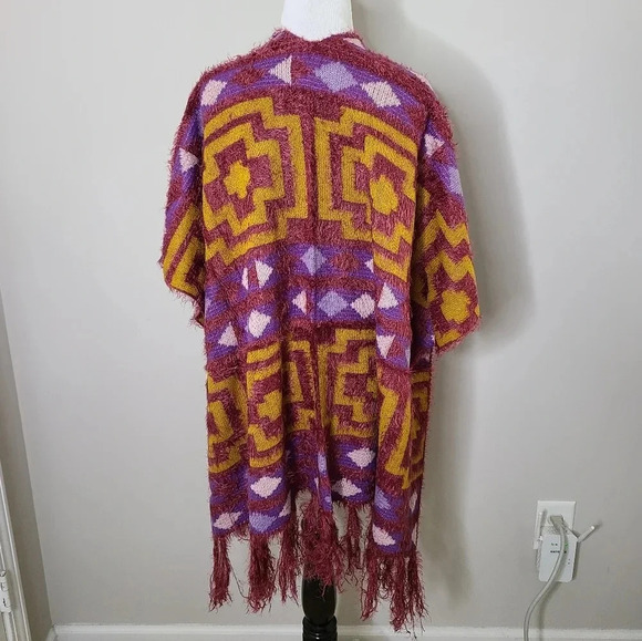 NWT Free People Purple Diamondback Fringe Kimono Cardigan OS - Picture 5 of 9
